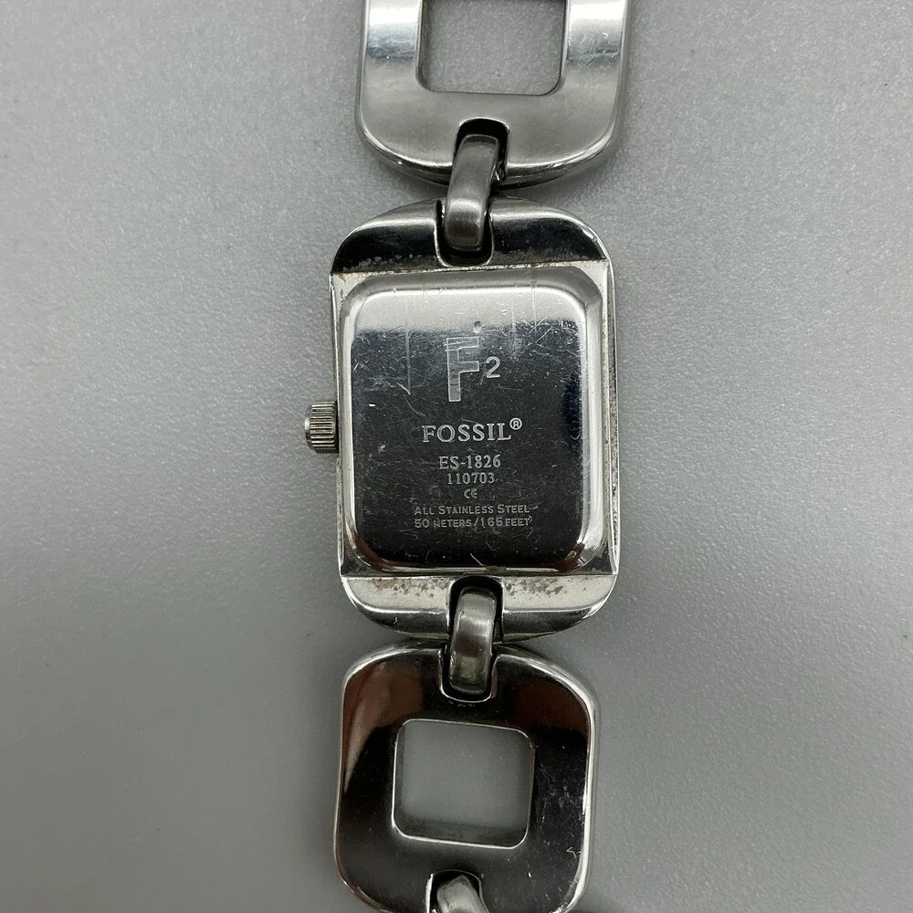 Fossil F2 ES-1826 Womens Watch 20mm Blue Dial Stainless Steel New Battery 6.5
